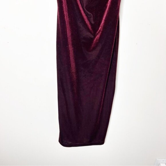 LULU's Women’s Avion Mini Slip Dress Velvet Cowl Neck Maroon Burgundy bodycon XS - Picture 7 of 16